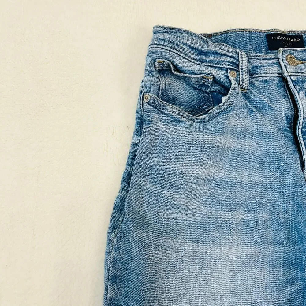 Lucky Brand Straight Ankle Crop Jeans 8/29 Mid Rise Dark Wash Denim - Picture 4 of 16
